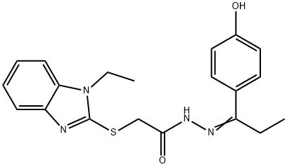 2-[(1-ethyl-1H-benzimidazol-2-yl)sulfanyl]-N'-[(1E)-1-(4-hydroxyphenyl)propylidene]acetohydrazide