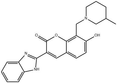 3-(1H-benzo[d]imidazol-2-yl)-7-hydroxy-8-((3-methylpiperidin-1-yl)methyl)-2H-chromen-2-one