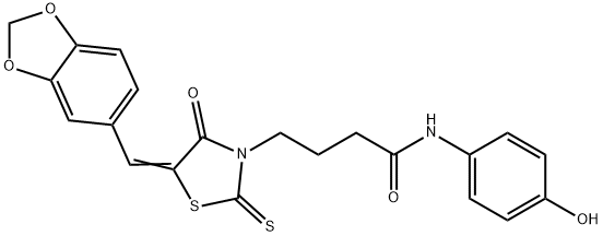 (Z)-4-(5-(benzo[d][1,3]dioxol-5-ylmethylene)-4-oxo-2-thioxothiazolidin-3-yl)-N-(4-hydroxyphenyl)butanamide