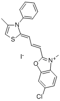 4-METHYL-2-(2-(6-CHLORO-3-METHYL-2(3H)-BENZOXAZOLINYLIDENE)-1-PROPENYL)-3-PHENYL THIAZOLINIUM IODIDE