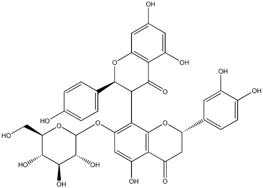 (2S,2'S,3R)-2'-(3,4-Dihydroxyphenyl)-7'-(β-D-glucopyranosyloxy)-2,2',3,3'-tetrahydro-5,5',7-trihydroxy-2-(4-hydroxyphenyl)-3,8'-bi-(4H-1-benzopyran)-4,4'-dione