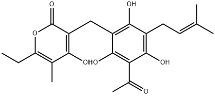 3-[4-Acetyl-2,3,6-trihydroxy-5-(3-methyl-2-butenyl)benzyl]-6-ethyl-4-hydroxy-5-methyl-2H-pyran-2-one