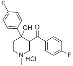 P-FLUOROPHENYL 4-(P-FLUOROPHENYL)-4-HYDROXY-1-METHYL-3-PIPERIDYL KETONE HYDROCHLORIDE