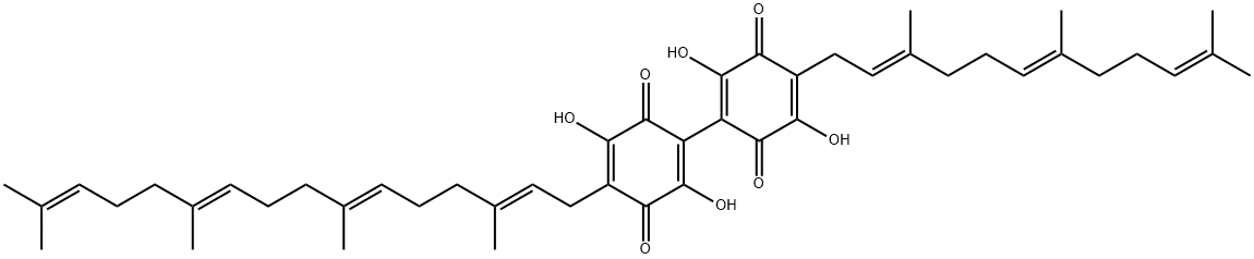 2,2',5,5'-Tetrahydroxy-4-[(2E,6E,10E)-3,7,11,15-tetramethyl-2,6,10,14-hexadecatetrenyl]-4'-[(2E,6E)-3,7,11-trimethyl-2,6,10-dodecatrienyl]-1,1'-bi[1,4-cyclohexadiene]-3,3',6,6'-tetrone
