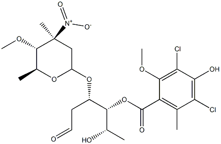2,6-Dideoxy-3-O-(3-nitro-4-O-methyl-3-C-methyl-2,3,6-trideoxy-α-L-arabino-hexopyranosyl)-D-arabino-hexose 4-(3,5-dichloro-4-hydroxy-2-methoxy-6-methylbenzoate)
