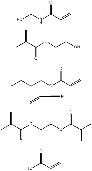 2-Propenoic acid, 2-methyl-, 1,2-ethanediyl ester, polymer with butyl 2-propenoate, 2-hydroxyethyl 2-methyl-2-propenoate, N-(hydroxymethyl)-2-propenamide, 2-propenenitrile and 2-propenoic acid