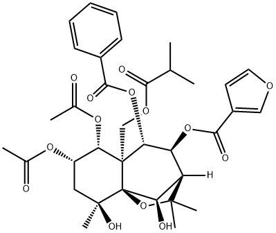3-Furancarboxylic acid, (3S,4S,5S,5aS,6R,7S,9S,9aS,10R)-6,7-bis(acetyloxy)-5-(benzoyloxy)octahydro-9,10-dihydroxy-2,2,9-trimethyl-5a-[(2-methyl-1-oxopropoxy)methyl]-2H-3,9a-methano-1-benzoxepin-4-yl ester