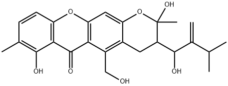 3,4-Dihydro-2,7-dihydroxy-5-hydroxymethyl-3-(1-hydroxy-3-methyl-2-methylenebutyl)-2,8-dimethyl-2H,6H-pyrano[3,2-b]xanthen-6-one
