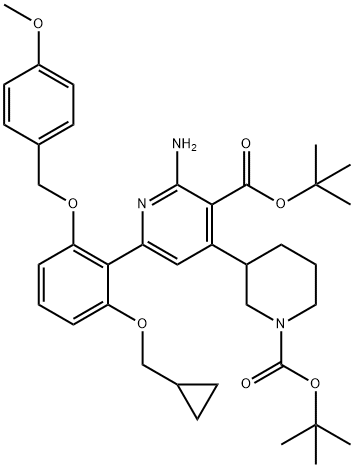 3-Pyridinecarboxylic acid, 2-amino-6-[2-(cyclopropylmethoxy)-6-[(4-methoxyphenyl)methoxy]phenyl]-4-[1-[(1,1-dimethylethoxy)carbonyl]-3-piperidinyl]-, 1,1-dimethylethyl ester