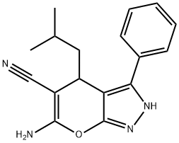 6-amino-4-(2-methylpropyl)-3-phenyl-2,4-dihydropyrano[2,3-c]pyrazole-5-carbonitrile