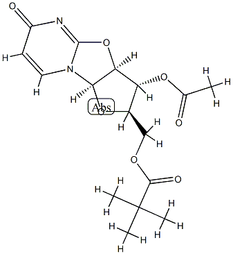 2,2-Dimethylpropionic acid [(2R)-3β-acetoxy-2,3,3aβ,9aβ-tetrahydro-6-oxo-6H-furo[2',3':4,5]oxazolo[3,2-a]pyrimidin-2α-yl]methyl ester