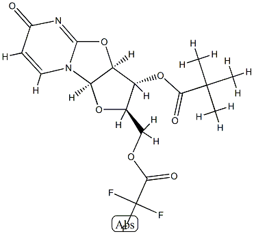 2,2-Dimethylpropionic acid (2R)-2,3,3aβ,9aβ-tetrahydro-6-oxo-2α-[[(trifluoroacetyl)oxy]methyl]-6H-furo[2',3':4,5]oxazolo[3,2-a]pyrimidin-3β-yl ester