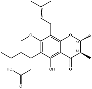 3,4-Dihydro-5-hydroxy-2,3,8,8-tetramethyl-4-oxo-β-propyl-2H,8H-benzo[1,2-b:3,4-b']dipyran-6-propanoic acid
