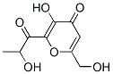4H-Pyran-4-one, 3-hydroxy-6-(hydroxymethyl)-2-(2-hydroxy-1-oxopropyl)- (9CI)