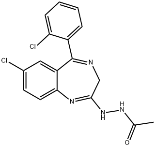 5-(2-Chlorophenyl)-7-chloro-1,3-dihydro-1,4-benzodiazepin-2-one, acety l hydrazone