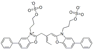 hydrogen 5-phenyl-2-[2-[[5-phenyl-3-[3-(sulphonatooxy)propyl]-3H-benzoxazol-2-ylidene]methyl]but-2-enyl]-3-[3-(sulphonatooxy)propyl]benzoxazolium