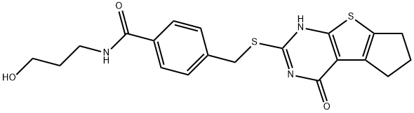 N-(3-hydroxypropyl)-4-(((4-oxo-3,5,6,7-tetrahydro-4H-cyclopenta[4,5]thieno[2,3-d]pyrimidin-2-yl)thio)methyl)benzamide