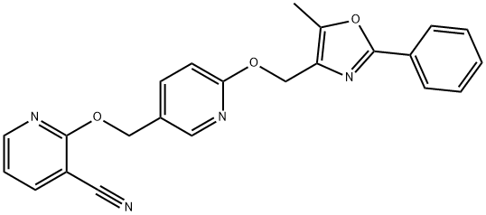 2-[[6-[(5-methyl-2-phenyl-4-oxazolyl)methoxy]-pyridin-
3-yl]methoxy]nicotinonitrile