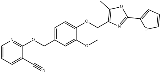 3-cyano-2-[4-[[2-(furan-2-yl)-5-methyl-4-oxazolyl]methoxy]-
3-methoxybenzyloxy]pyridine