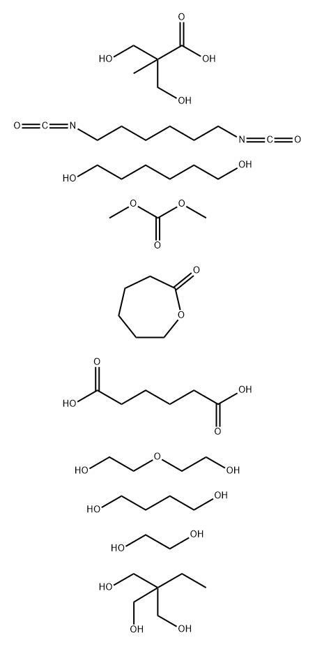 Hexanedioic acid polymer with 1,4-butanediol, 1,6-diisocyanato hexane, dimethyl carbonate, 1,2-ethanediol, 2-ethyl-2-(hydroxy methyl)-1,3-propanediol, 1,6-hexanediol, 3-hydroxy-2-(hydroxy methyl)-2-methylpropanoic acid, 2-oxepanone and 2,2'-oxybis [ethano