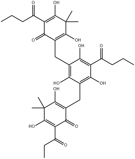 2-[[3-[[2,4-Dihydroxy-3,3-dimethyl-6-oxo-5-(1-oxobutyl)-1,4-cyclohexadien-1-yl]methyl]-2,4,6-trihydroxy-5-(1-oxobutyl)phenyl]methyl]-3,5-dihydroxy-4,4-dimethyl-6-(1-oxopropyl)-2,5-cyclohexadien-1-one