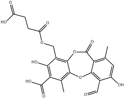 Butanedioic acid 1-(7-carboxy-4-formyl-3,8-dihydroxy-1,6-dimethyl-11-oxo-11H-dibenzo[b,e][1,4]dioxepin-9-yl)methyl ester