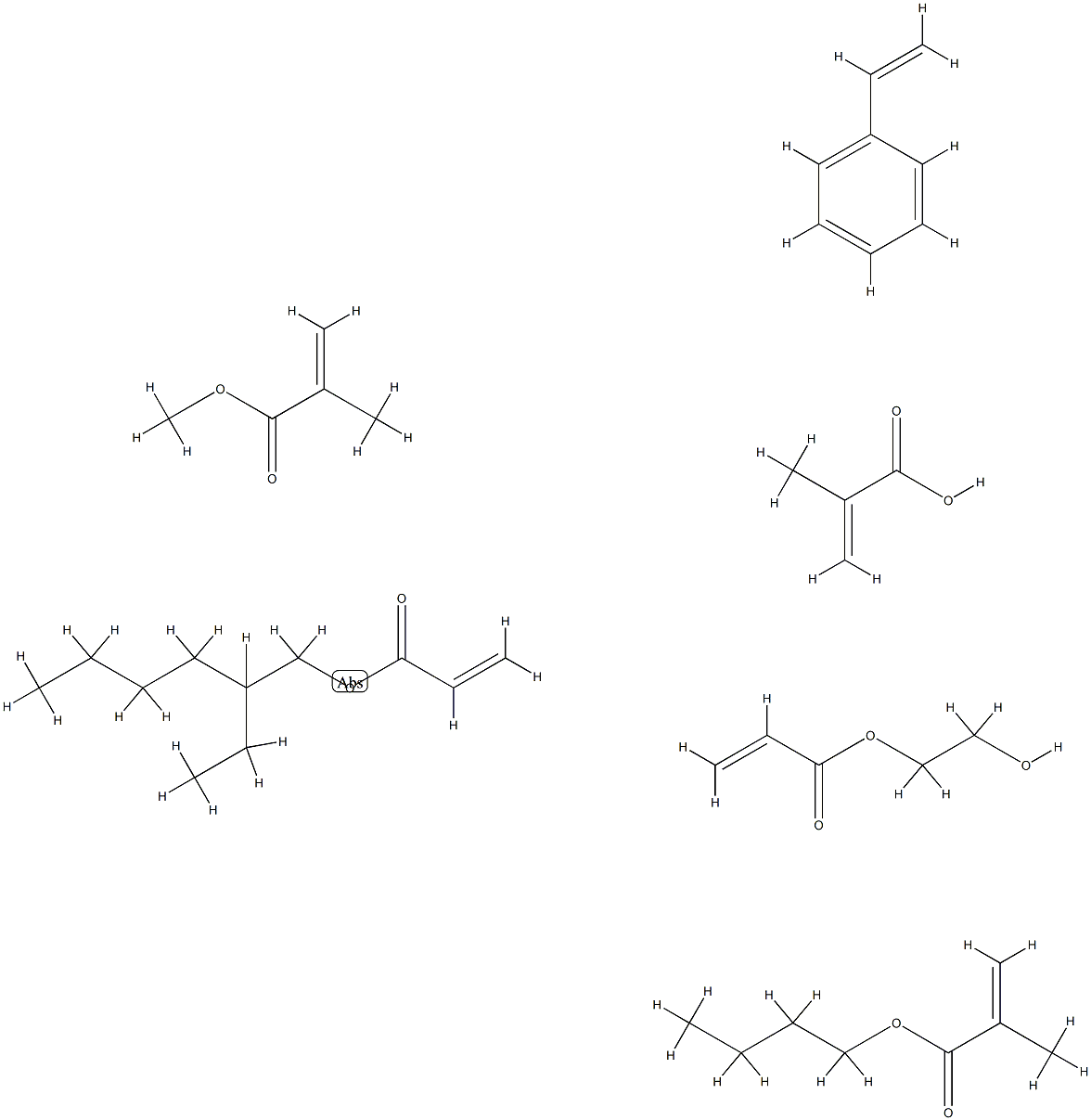2-Propenoic acid, 2-methyl-, polymer with butyl 2-methyl-2-propenoate, ethenylbenzene, 2-ethylhexyl 2-propenoate, 2-hydroxyethyl 2-propenoate and methyl 2-methyl-2-propenoate