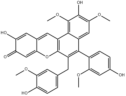 2,10-dihydroxy-5-(4-hydroxy-2-methoxyphenyl)-6-[(4-hydroxy-3-methoxyphenyl)methyl]-1,3-dimethoxy-9H-benzo[a]xanthen-9-one