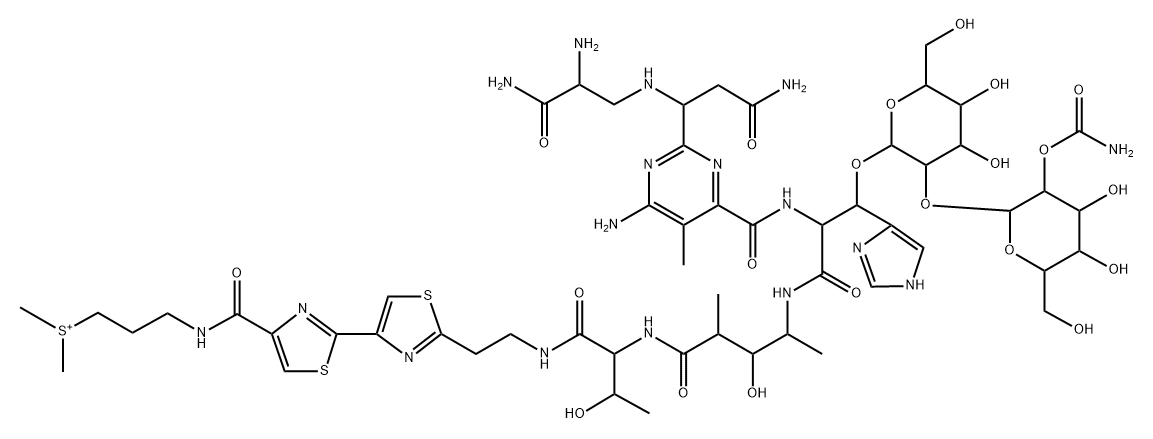 3-[[2-[2-[2-[[2-[[4-[[2-[[6-amino-2-[1-[(2-amino-2-carbamoyl-ethyl)ami no]-2-carbamoyl-ethyl]-5-methyl-pyrimidine-4-carbonyl]amino]-3-[3-[4-c arbamoyloxy-3,5-dihydroxy-6-(hydroxymethyl)oxan-2-yl]oxy-4,5-dihydroxy -6-(hydroxymethyl)oxan-2-yl]oxy-3-(3H-imidazol-4-yl)propanoyl]amino]-3 -hydroxy-2-methyl-pentanoyl]amino]-3-hydroxy-butanoyl]amino]ethyl]-1,3 -thiazol-4-yl]1,3-thiazole-4-carbonyl]amino]propyl-dimethyl-sulfanium