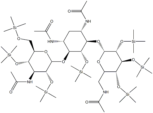 N-(5-(Acetylamino)-2-([3-(acetylamino)-3-deoxy-2,4,6-tris-O-(trimethyl silyl)hexopyranosyl]oxy)-4-([6-(acetylamino)-6-deoxy-2,3,4-tris-O-(tri methylsilyl)hexopyranosyl]oxy)-3-[(trimethylsilyl)oxy]cycloh