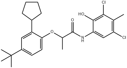 2-[4-(tert-butyl)-2-cyclopentylphenoxy]-N-(3,5-dichloro-2-hydroxy-p-tolyl)propionamide