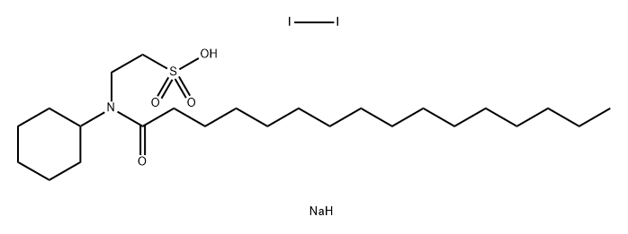 Sodium N-cyclohexyl-N-palmitoyl taurate - iodine complex