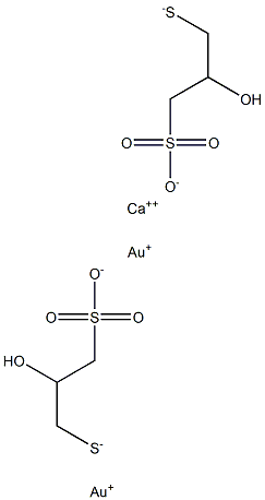 Bis(3-aurio(I)thio-2-hydroxy-1-propanesulfonic acid)calcium salt