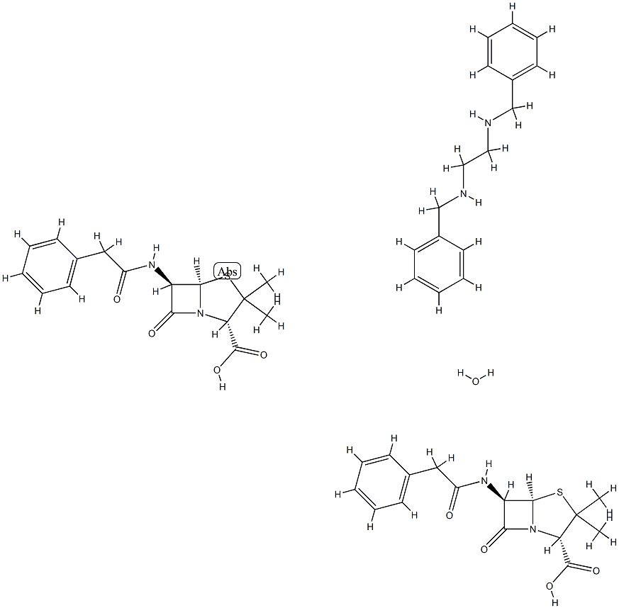 4-Thia-1-azabicyclo3.2.0heptane-2-carboxylic acid, 3,3-dimethyl-7-oxo-6-(phenylacetyl)amino- (2S,5R,6R)-, compd. with N,N-bis(phenylmethyl)-1,2-ethanediamine (2:1), monohydrate