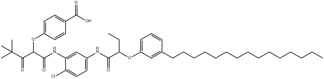 4-[1-[[[2-Chloro-5-[[1-oxo-2-(3-pentadecylphenoxy)butyl]amino]phenyl]amino]carbonyl]-3,3-dimethyl-2-oxobutoxy]benzoic acid