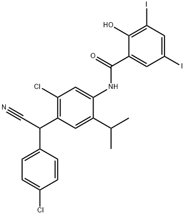 N-[5-chloro-4-[(4-chlorophenyl)cyanomethyl]-2-(isopropyl)phenyl]-2-hydroxy-3,5-diiodobenzamide