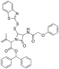 benzhydryl 2-(benzothiazol-2-yldithio)-alpha-(isopropenyl)-4-oxo-3-[(phenoxyacetyl)amino]azetidine-1-acetate