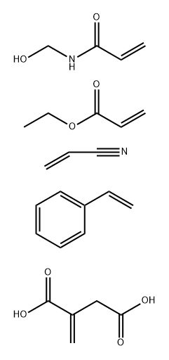 Butanedioic acid, methylene-, polymer with ethenylbenzene, ethyl 2-propenoate, N-(hydroxymethyl)-2-propenamide and 2-propenenitrile