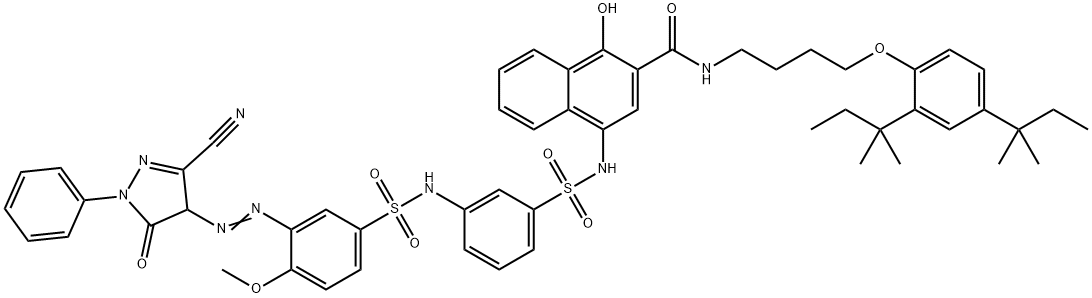 2-Naphthalenecarboxamide, N-[4-[2,4-bis(1,1-dimethylpropyl)phenoxy]butyl]-4-[[[3-[[[3-[(3-cyano-4,5-dihydro-5-oxo-1-phenyl-1H-pyrazol-4-yl)azo]-4-methoxyphenyl]sulfonyl]amino]phenyl]sulfonyl]amino]-1-hydroxy-