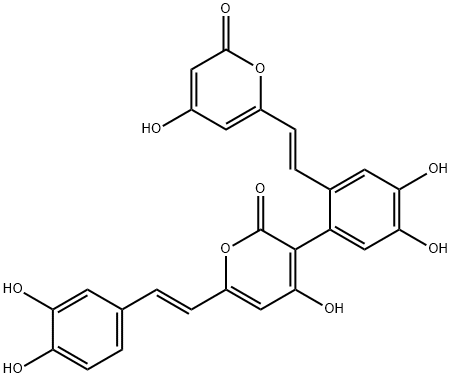 3-[4,5-Dihydroxy-2-[(E)-2-(4-hydroxy-2-oxo-2H-pyran-6-yl)ethenyl]phenyl]-6-[(E)-2-(3,4-dihydroxyphenyl)ethenyl]-4-hydroxy-2H-pyran-2-one