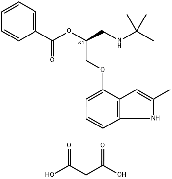2-Propanol, 1-[(1,1-dimethylethyl)amino]-3-[(2-methyl-1H-indol-4-yl)oxy]-, benzoate (ester), (S)-, compd. with propanedioic acid (1:1) (9CI)
