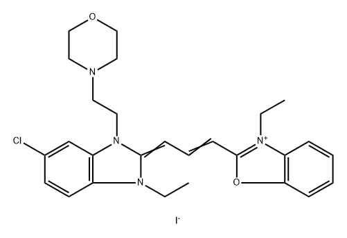 2-[3-[5-chloro-1-ethyl-1,3-dihydro-3-[2-morpholinoethyl]-2H-benzimidazol-2-ylidene]prop-1-enyl]-3-ethylbenzoxazolium iodide