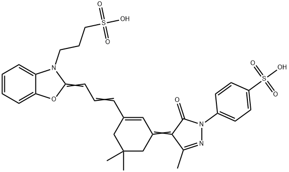 2-[3-[3-[1,5-dihydro-3-methyl-5-oxo-1-(4-sulphophenyl)-4H-pyrazol-4-ylidene]-5,5-dimethylcyclohex-1-en-1-yl]prop-2-enylidene]-2H-benzoxazole-3-propylsulphonic acid