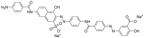 DISODIUM 5-[[4-[[[4-[[6-[(4-AMINOBENZOYL)AMINO]-1-HYDROXY-3-SULPHONATO-2-NAPHTHYL]AZO]PHENYL]AMINO]C