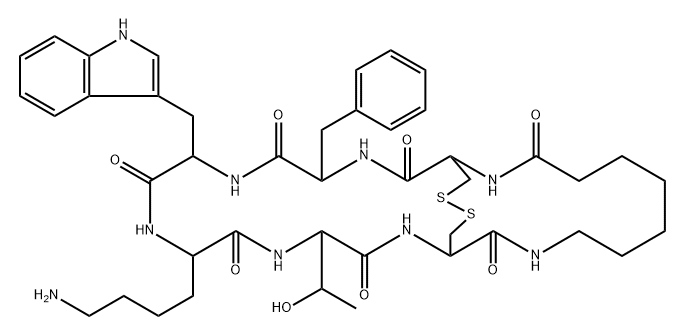 cyclo(aminoheptanoic acid-cyclo(cysteinyl-phenylalanyl-D-tryptophyl-lysyl-threonyl-cysteinyl))
