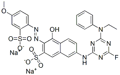 disodium 7-[[4-(ethylphenylamino)-6-fluoro-1,3,5-triazin-2-yl]amino]-4-hydroxy-3-[(4-methoxy-2-sulphonatophenyl)azo]naphthalene-2-sulphonate