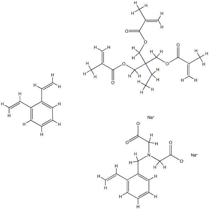Glycine, N-(carboxymethyl)-N-[(ethenylphenyl)methyl]-, disodium salt, polymer with diethenylbenzene and 2-ethyl-2-[[(2-methyl-1-oxo- 2-propenyl)oxy]methyl]-1,3-propanediyl bis(2-methyl-2-propenoate)