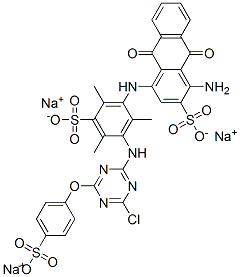 trisodium 1-amino-4-[[3-[[4-chloro-6-(4-sulphonatophenoxy)-1,3,5-triazin-2-yl]amino]-2,4,6-trimethyl-5-sulphonatophenyl]amino]-9,10-dihydro-9,10-dioxoanthracene-2-sulphonate