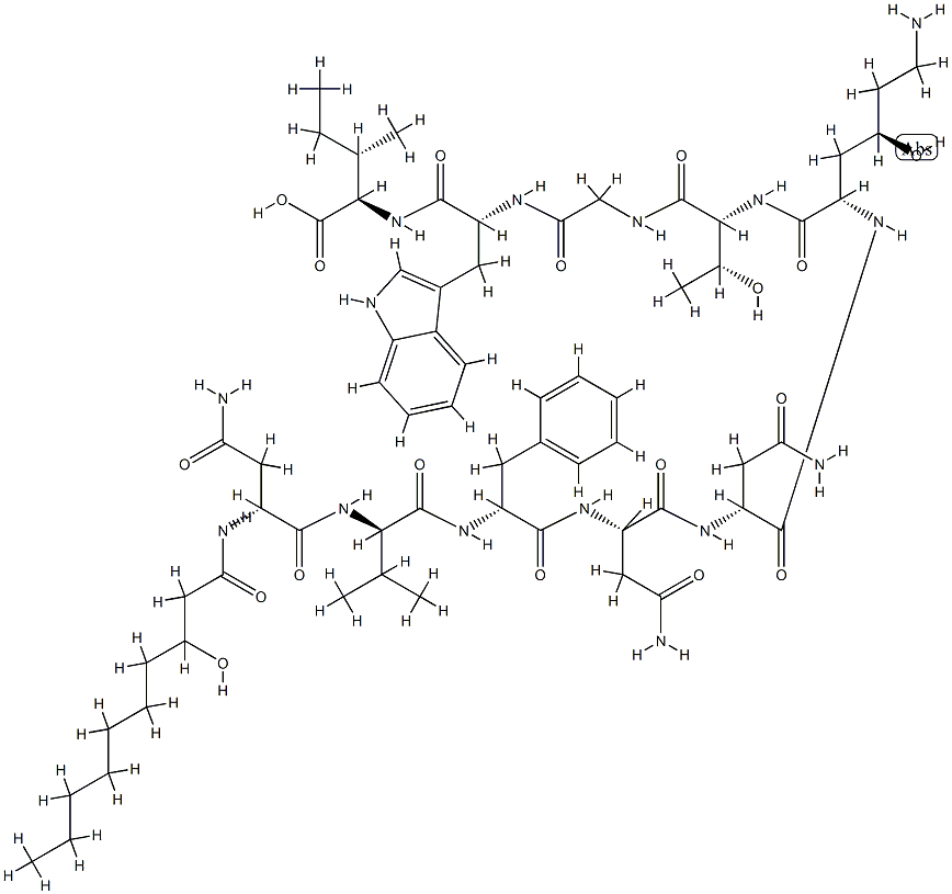 N2-(3-Hydroxy-1-oxodecyl)-D-Asn-D-Val-D-Phe-L-Asn-D-Asn-[(4R)-4-hydroxy-L-Lys-]-D-aThr-Gly-D-Trp-D-aIle-OH