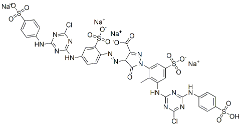 1H-Pyrazole-3-carboxylic acid, 1-[3-[[4-chloro-6-[(4-sulfophenyl)amino]-1,3,5-triazin-2-yl]amino]-2-methyl-5-sulfophenyl]-4-[[4-[[4-chloro-6-[(4-sulfophenyl)amino]-1,3,5-triazin-2-yl]amino]-2-sulfophenyl]azo]-4,5-dihydro-5-oxo-, tetrasodium